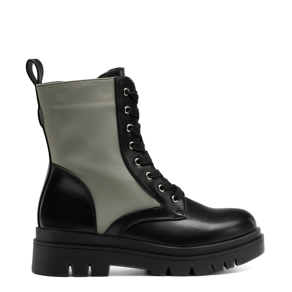 Chelsea Platform Lace Up Boots - BLACK GREEN - 2